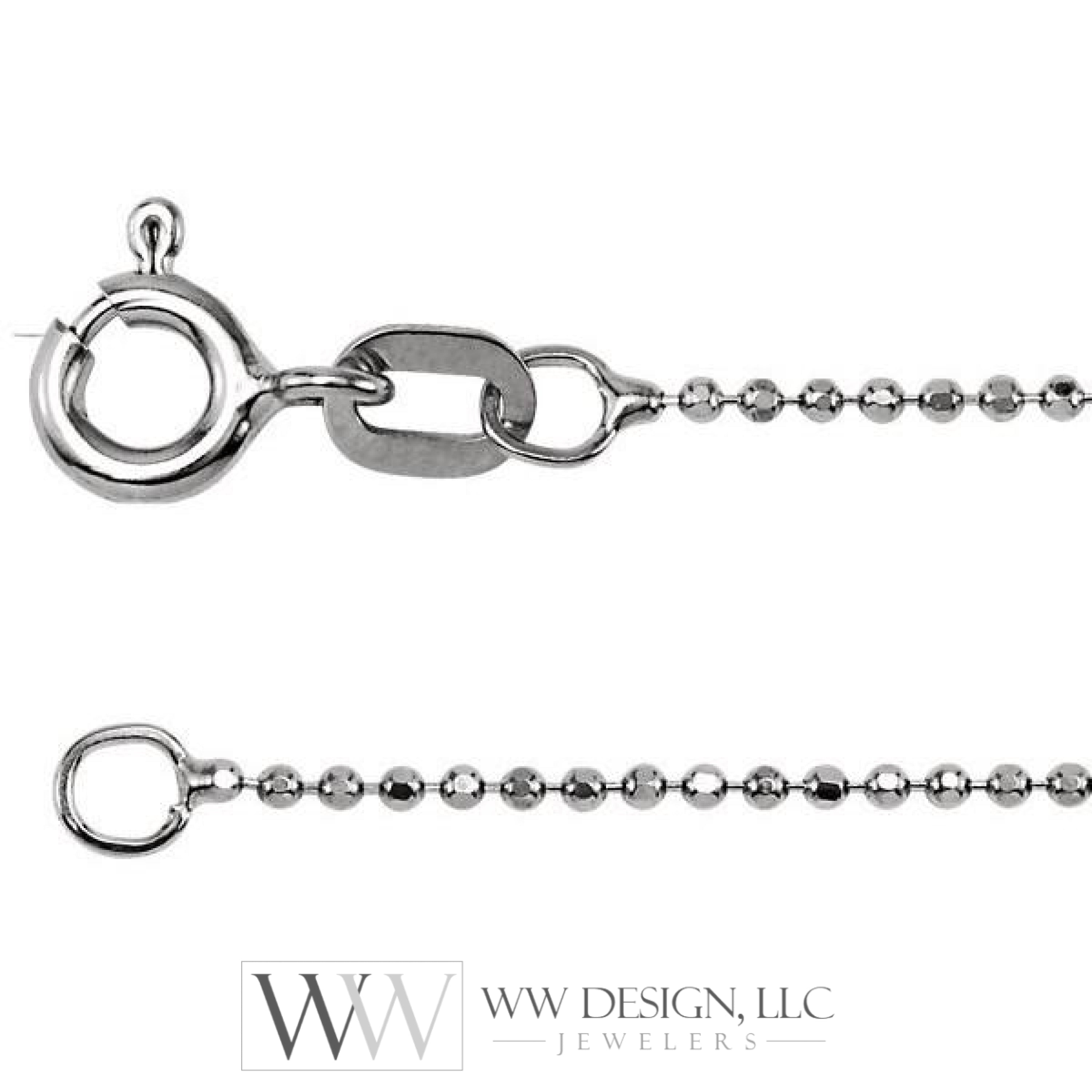 1mm Diamond-Cut Bead 7" Chain Bracelet - 14k Gold (Yellow or White)