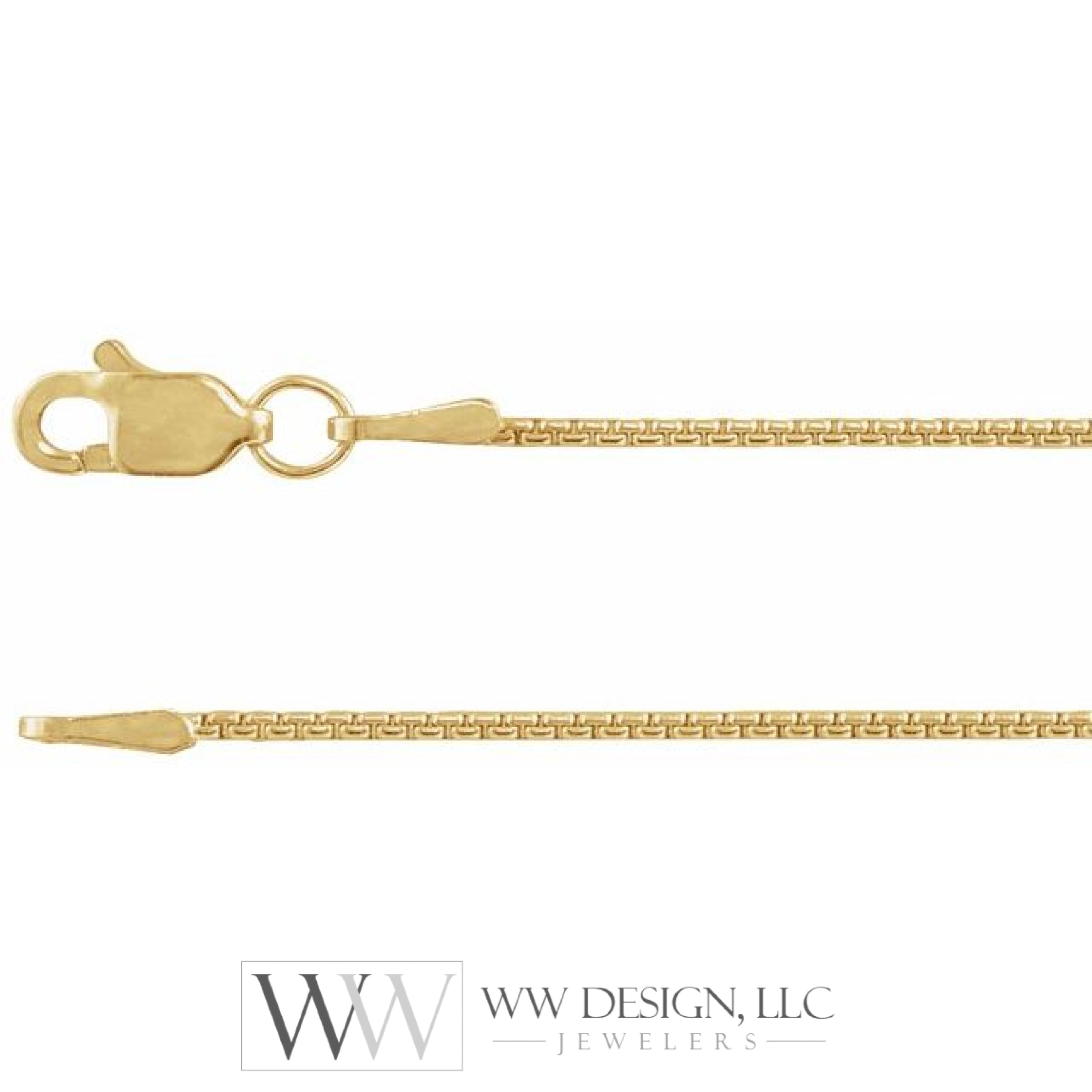 1mm Rounded Box Chain Bracelet or Necklace - 14k Gold (Y, R), or Sterling Silver