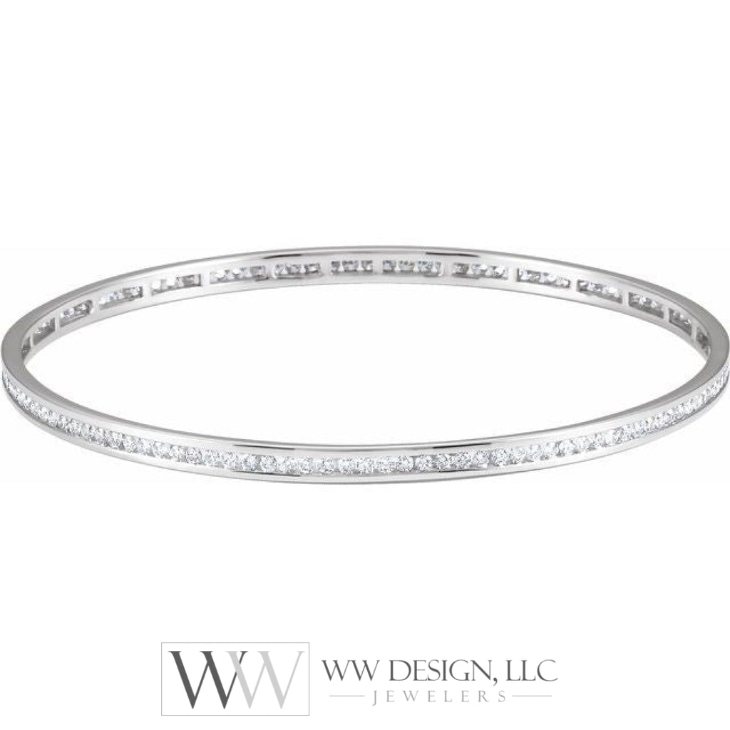 2.25 CTW or 1.5 CTW Natural Diamond Stackable Bangle 8" Bracelet - 14k Gold (Yellow, White or Rose) wwdesignjewelers.com