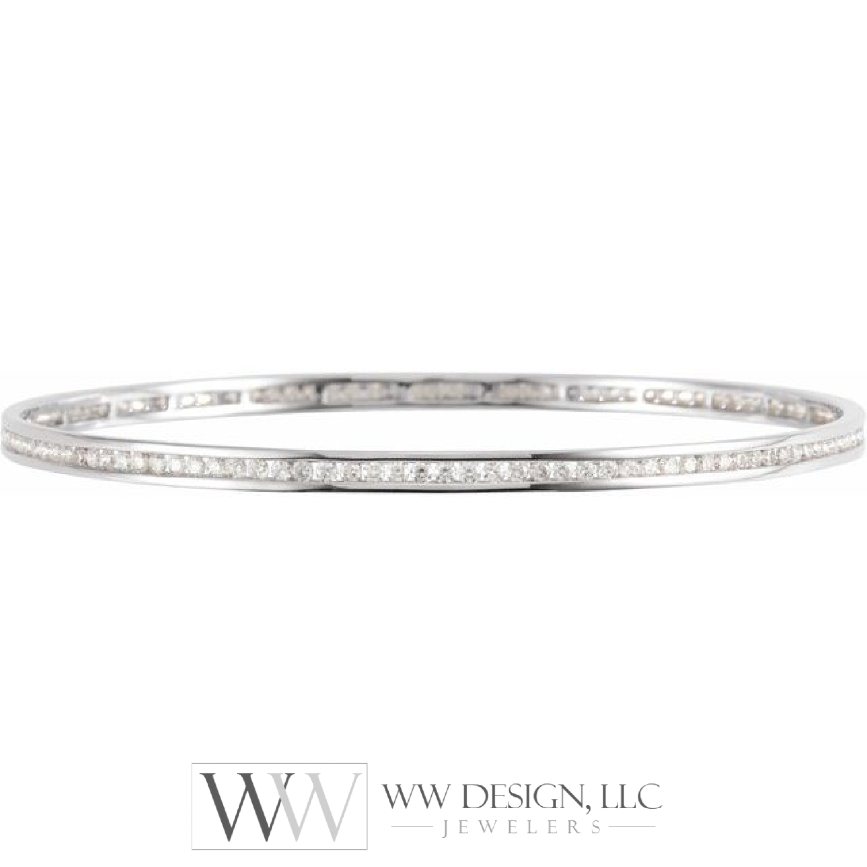 2.25 CTW or 1.5 CTW Natural Diamond Stackable Bangle 8" Bracelet - 14k Gold (Yellow, White or Rose) wwdesignjewelers.com