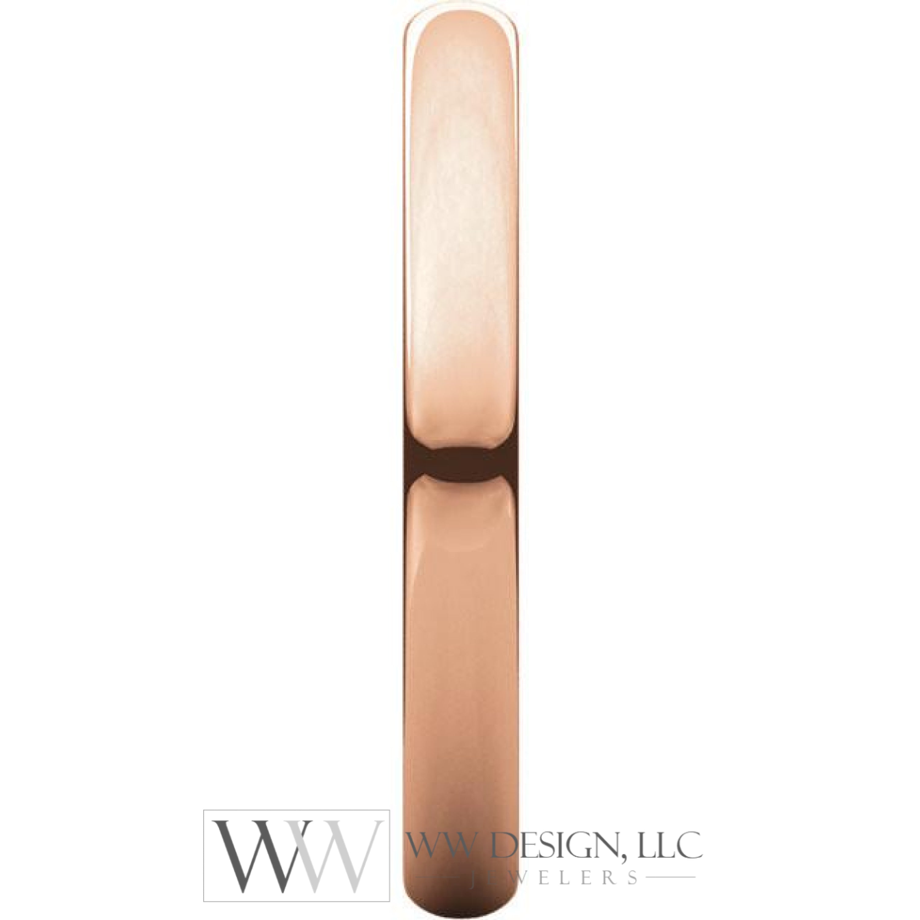 2.5mm Half Round Light Wedding Band Stackable Ring - 14k Gold (Y, W, or R), Palladium, Platinum, Sterling Silver