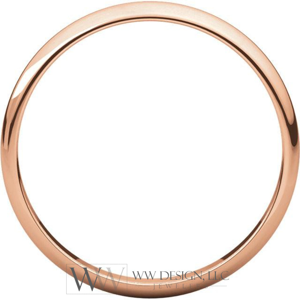 2.5mm Half Round Light Wedding Band Stackable Ring - 14k Gold (Y, W, or R), Palladium, Platinum, Sterling Silver