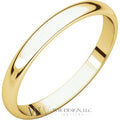 2.5mm Half Round Light Wedding Band Stackable Ring - 14k Gold (Y, W, or R), Palladium, Platinum, Sterling Silver