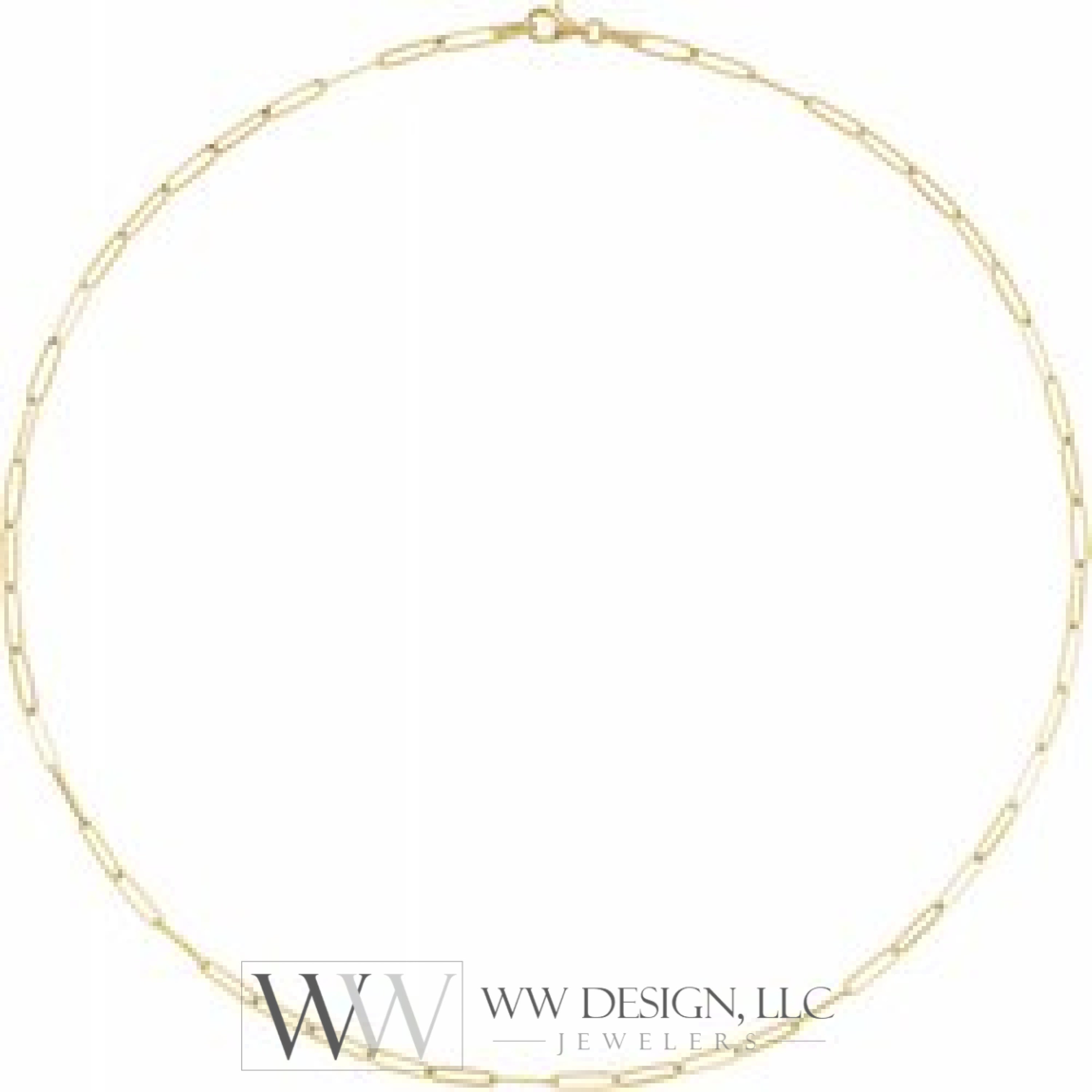 2.6 mm Thin Elongated Flat Link Paperclip Chain - 14k Gold (Y, W, or R), or Sterling Silver - wwdesignjewelry.com