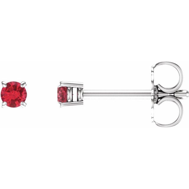 14K White 2.5 mm Natural Ruby Earrings