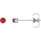 14K White 2.5 mm Lab-Grown Ruby Earrings