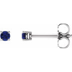14K White 2.5 mm Natural Blue Sapphire Earrings