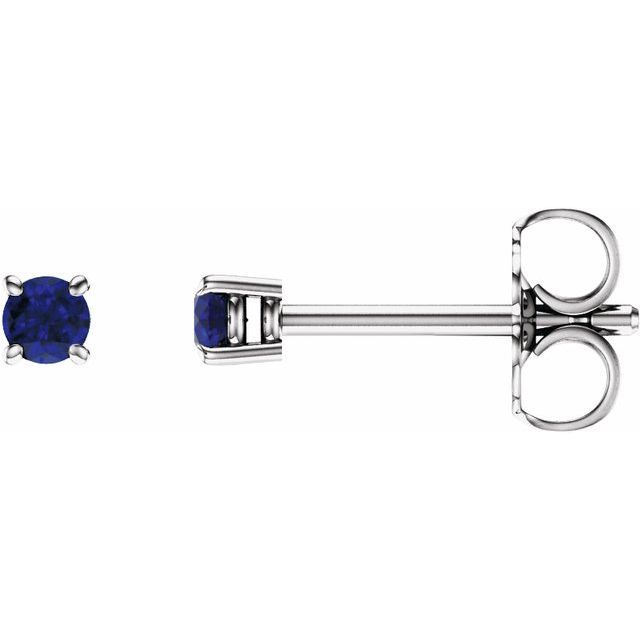 14K White 2.5 mm Lab-Grown Blue Sapphire Earrings