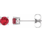 14K White 4 mm Lab-Grown Ruby Earrings