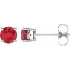 14K White 5 mm Lab-Grown Ruby Earrings