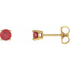 14K Yellow 4 mm Lab-Grown Ruby Earrings