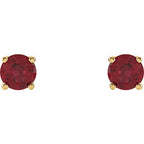 14K Yellow 4 mm Lab-Grown Ruby Earrings