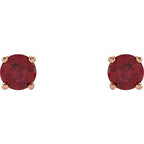14K Rose 4 mm Natural Ruby Earrings