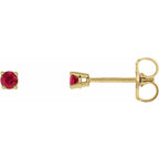 14K Yellow 2.5 mm Lab-Grown Ruby Earrings