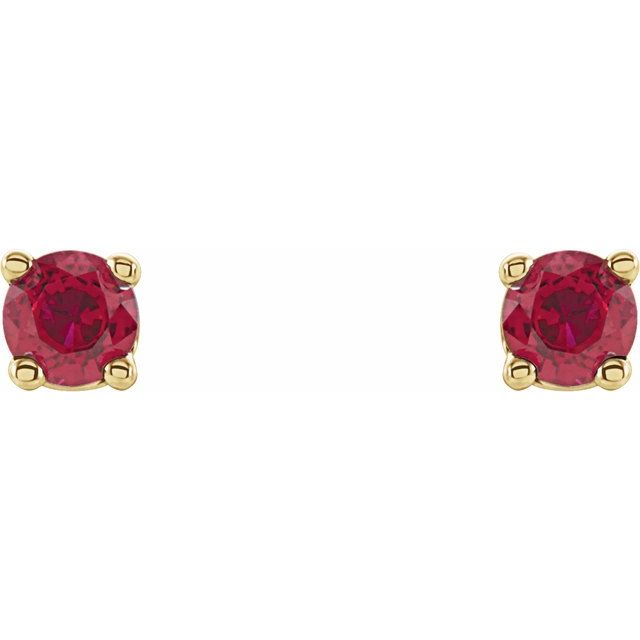 14K Yellow 2.5 mm Lab-Grown Ruby Earrings