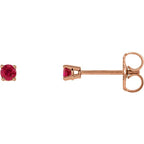 14K Rose 2.5 mm Natural Ruby Earrings