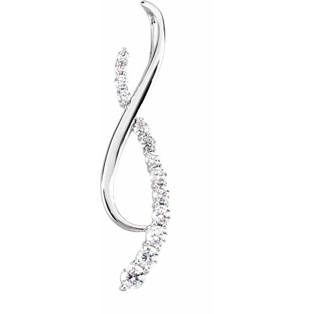 1 Ctw 3/4 Or 1/2 Accented Journey Graduated Drop Diamond Necklace - 18K 14K Gold (Y R W) Platinum