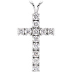 1.2 CTW Natural Diamond Cross Pendant - 14k Gold (Y or W)