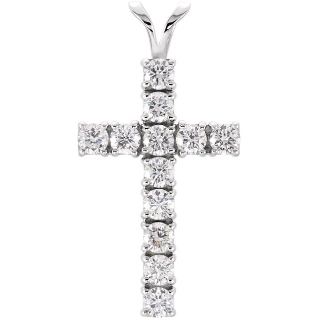 1.2 CTW Natural Diamond Cross Pendant - 14k Gold (Y or W)