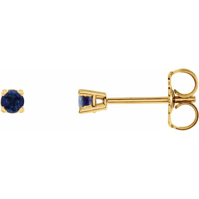 14K Yellow 2.5 mm Lab-Grown Blue Sapphire Earrings