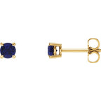 14K Yellow 4 mm Natural Blue Sapphire Earrings