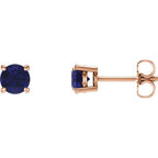 14K Rose 5 mm Lab-Grown Blue Sapphire Earrings