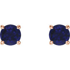 14K Rose 5 mm Natural Blue Sapphire Earrings