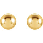 4mm Ball Earrings with Bright Finish - 14K Gold (Yellow or White)
