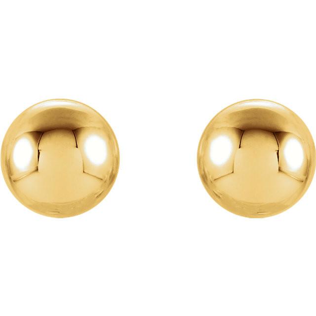 4mm Ball Earrings with Bright Finish - 14K Gold (Yellow or White)