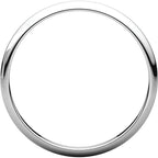 2mm Half Round Light Wedding Band Stackable Ring - 14k Gold (Y, W, or R), Palladium, Platinum, Sterling Silver