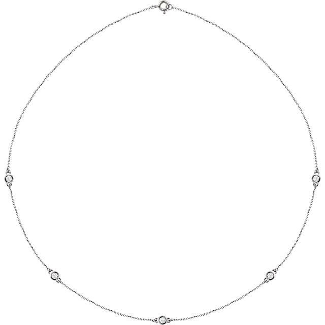 14K White 1/2 CTW Natural Diamond 5-Station 18" Necklace