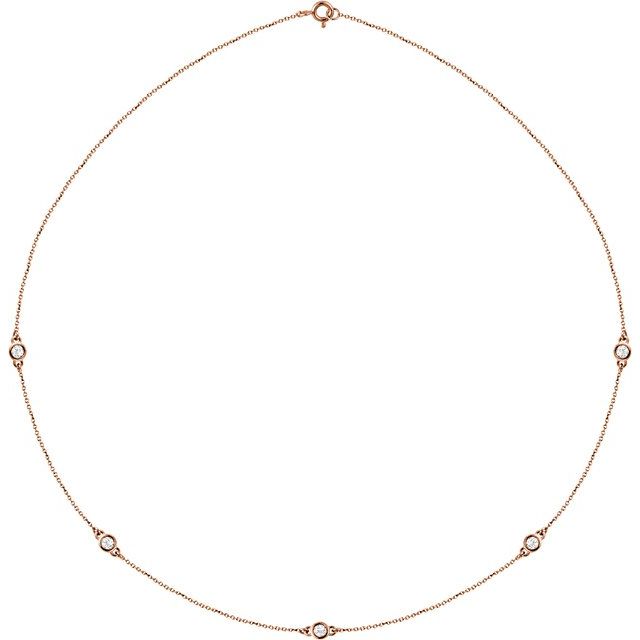 14K Rose 1/2 CTW Natural Diamond 5-Station 18" Necklace