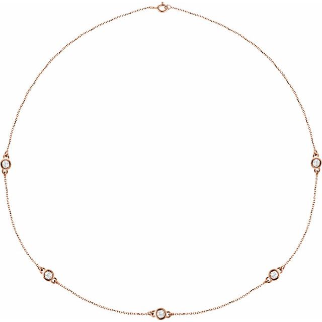 14K Rose 1 CTW Natural Diamond 5-Station 18" Necklace