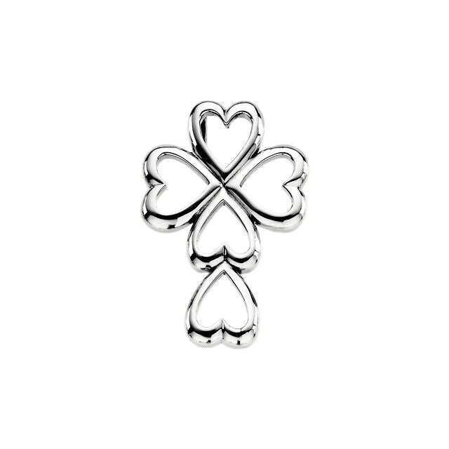 Sterling Silver 28.75x20 mm Heart Cross Pendant