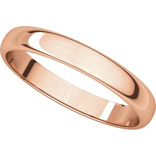 3mm Half Round Light Wedding Band Stackable Ring - 14k Gold (Y, W, or R), Palladium, Platinum, Sterling Silver