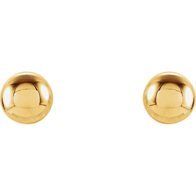 3mm Ball Earrings with Bright Finish - 14K Gold (Yellow or White)