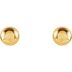 3mm Ball Earrings with Bright Finish - 14K Gold (Yellow or White)