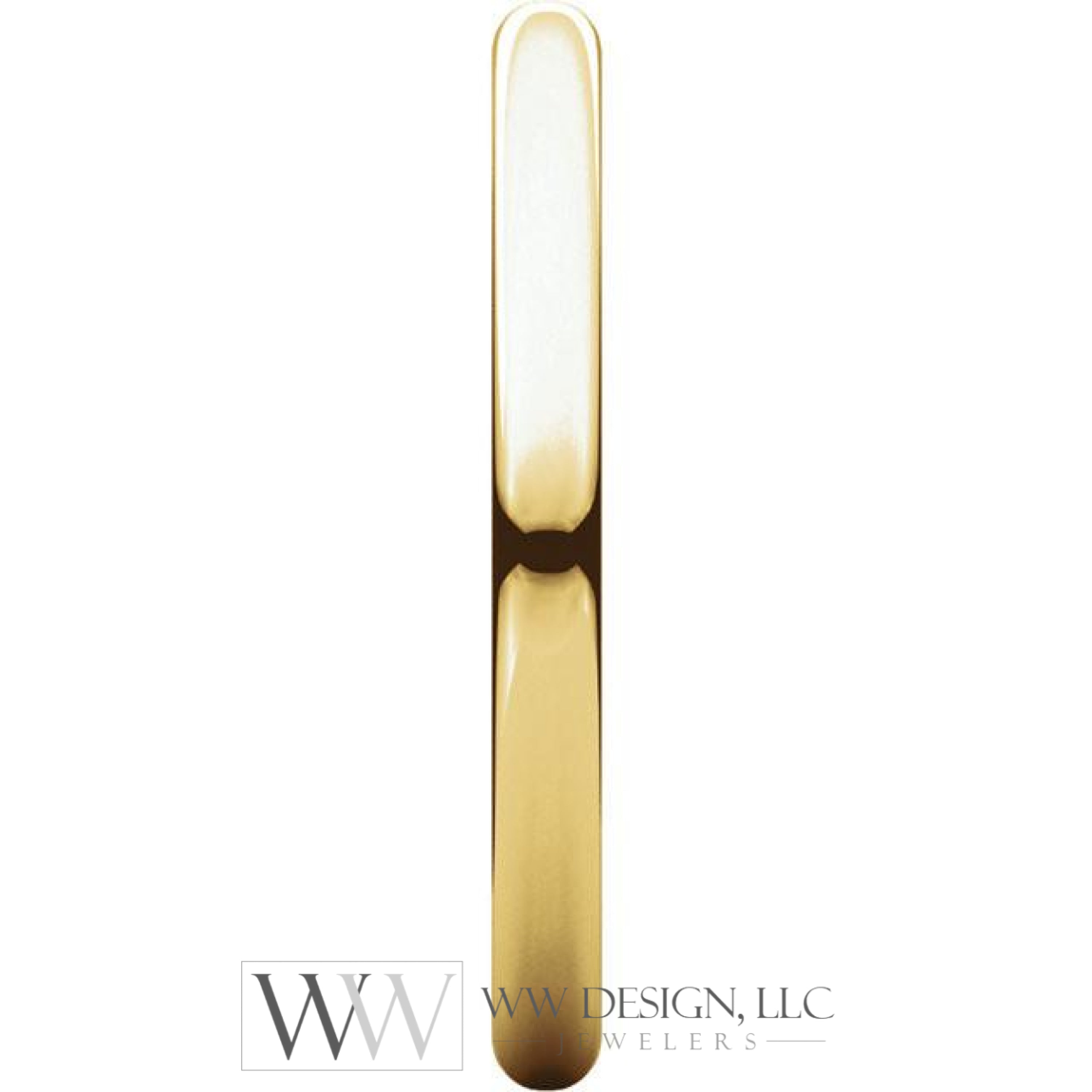 2mm Half Round Light Wedding Band Stackable Ring - 14k Gold (Y, W, or R), Palladium, Platinum, Sterling Silver