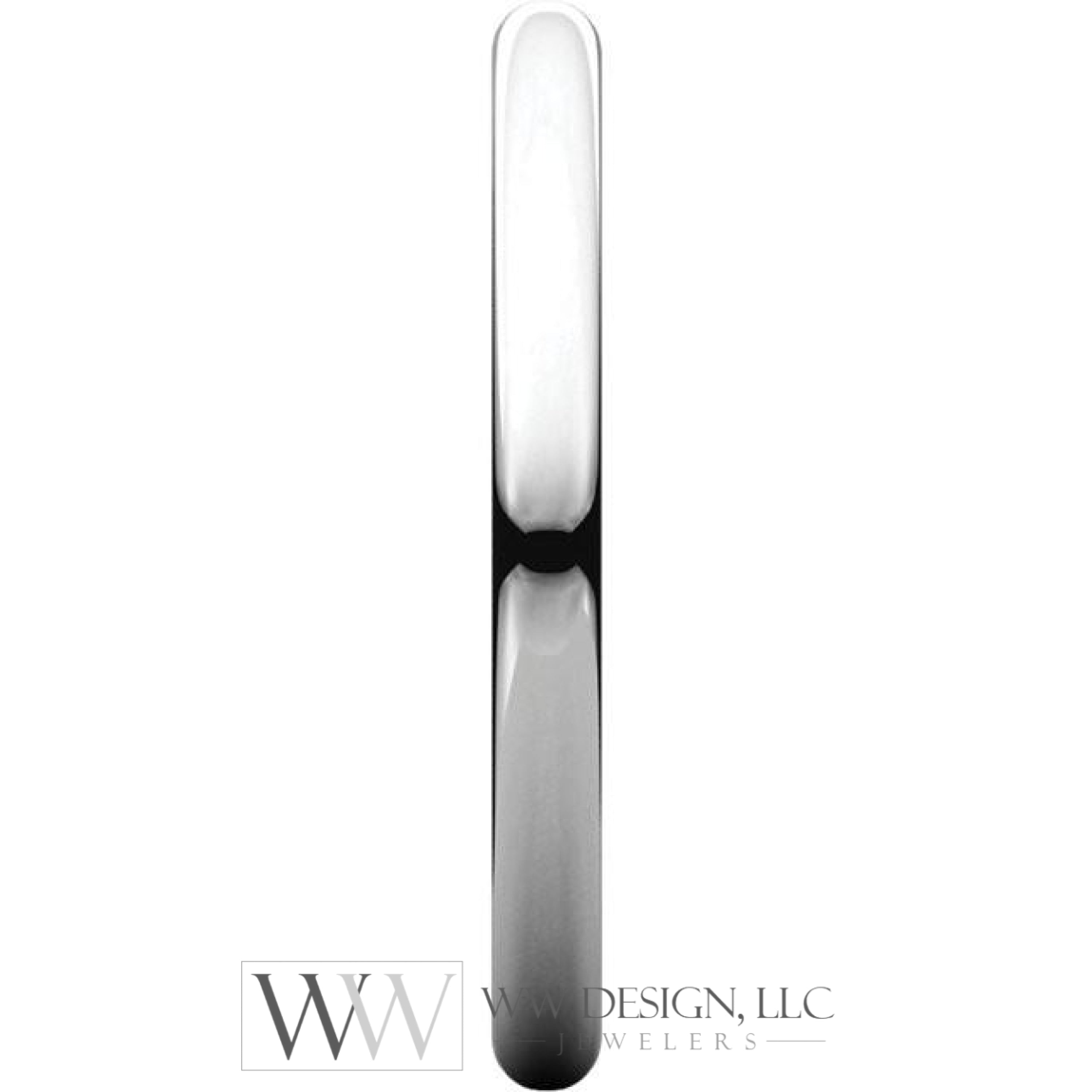 2mm Half Round Light Wedding Band Stackable Ring - 14k Gold (Y, W, or R), Palladium, Platinum, Sterling Silver