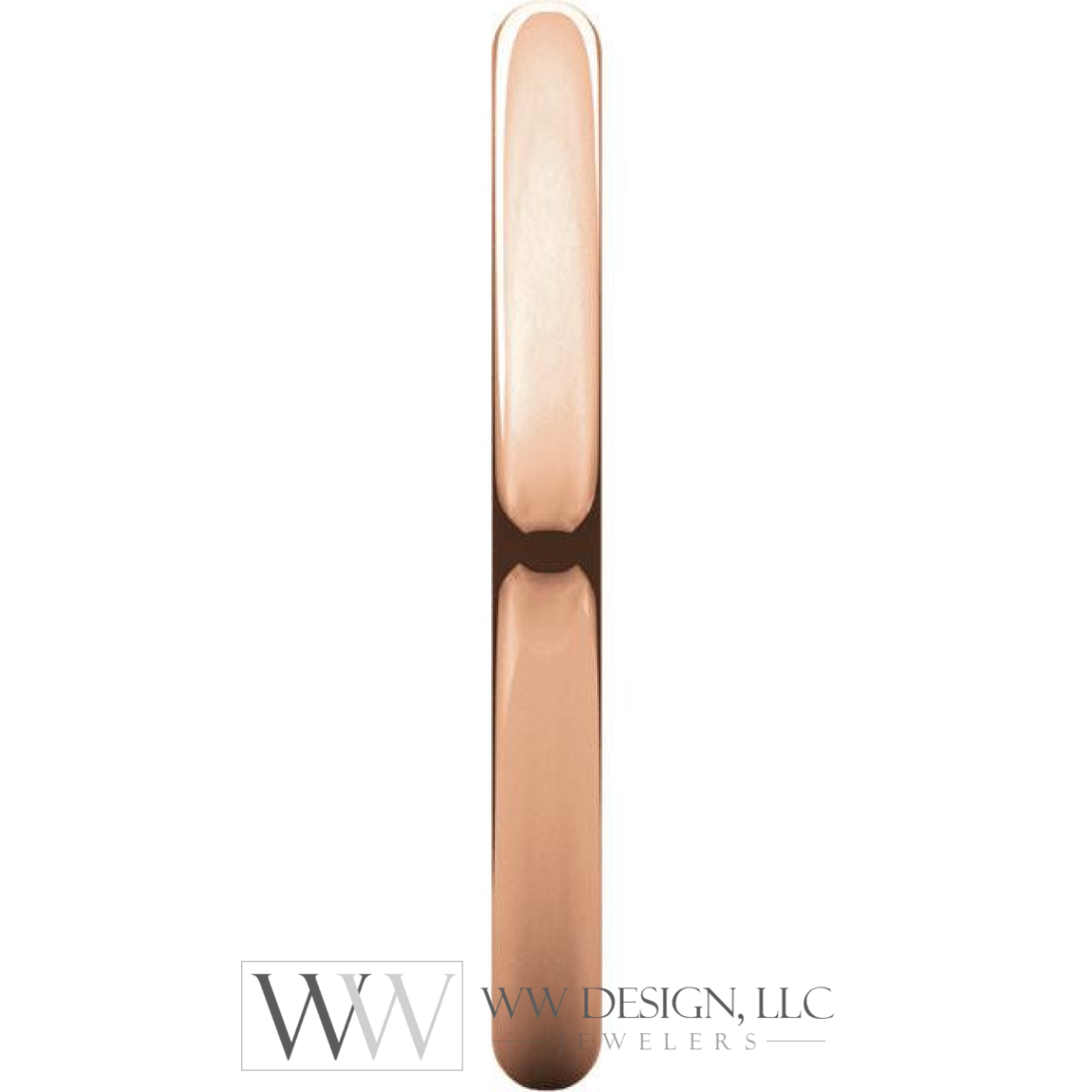 2mm Half Round Light Wedding Band Stackable Ring - 14k Gold (Y, W, or R), Palladium, Platinum, Sterling Silver