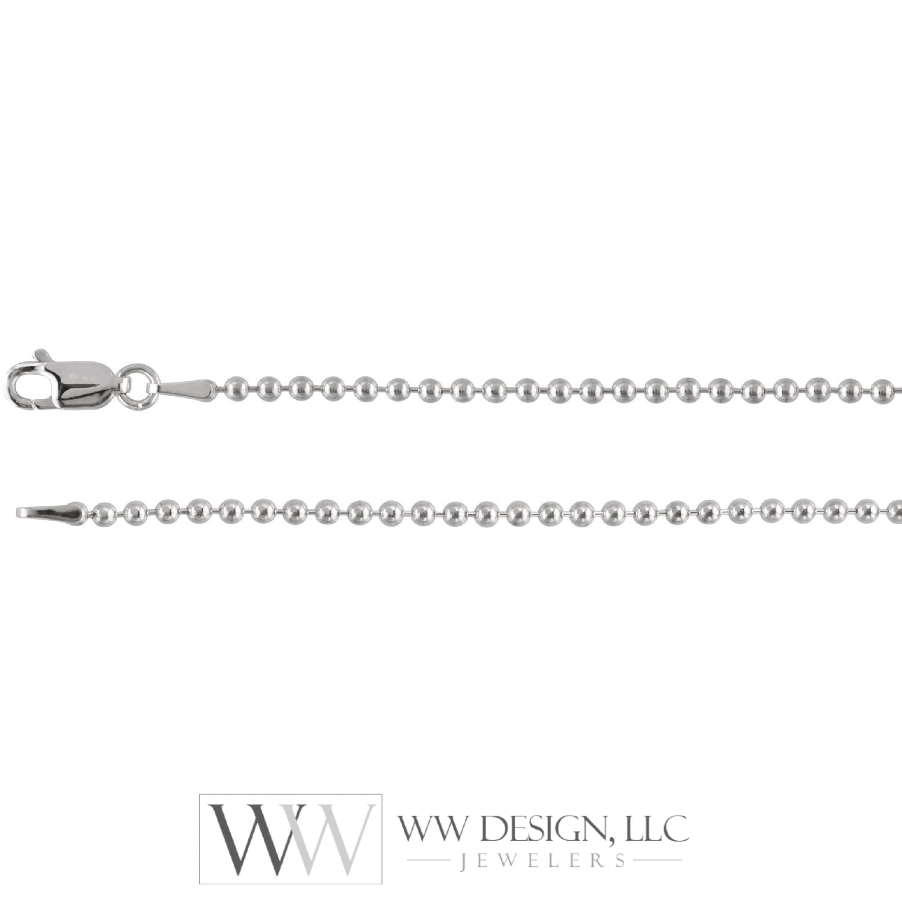 2mm Hollow Bead 7" Chain Bracelet - Sterling Silver