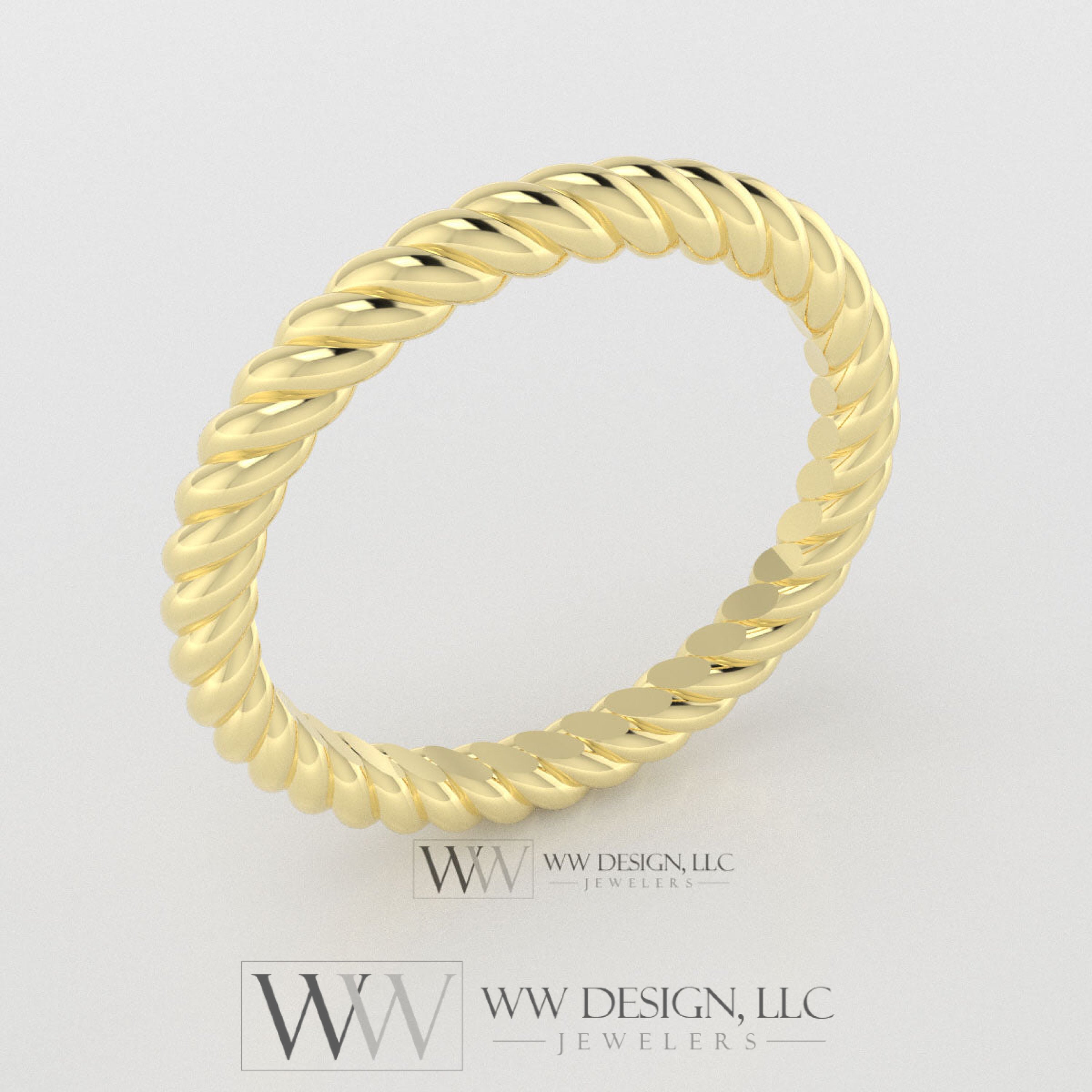 2mm Rope Ring Wedding Band Unisex Men Woman 10k 14k 18k 22k Gold Platinum Palladium Sterling Silver Shiny Minimalist Stacking Active Restock requests: 0