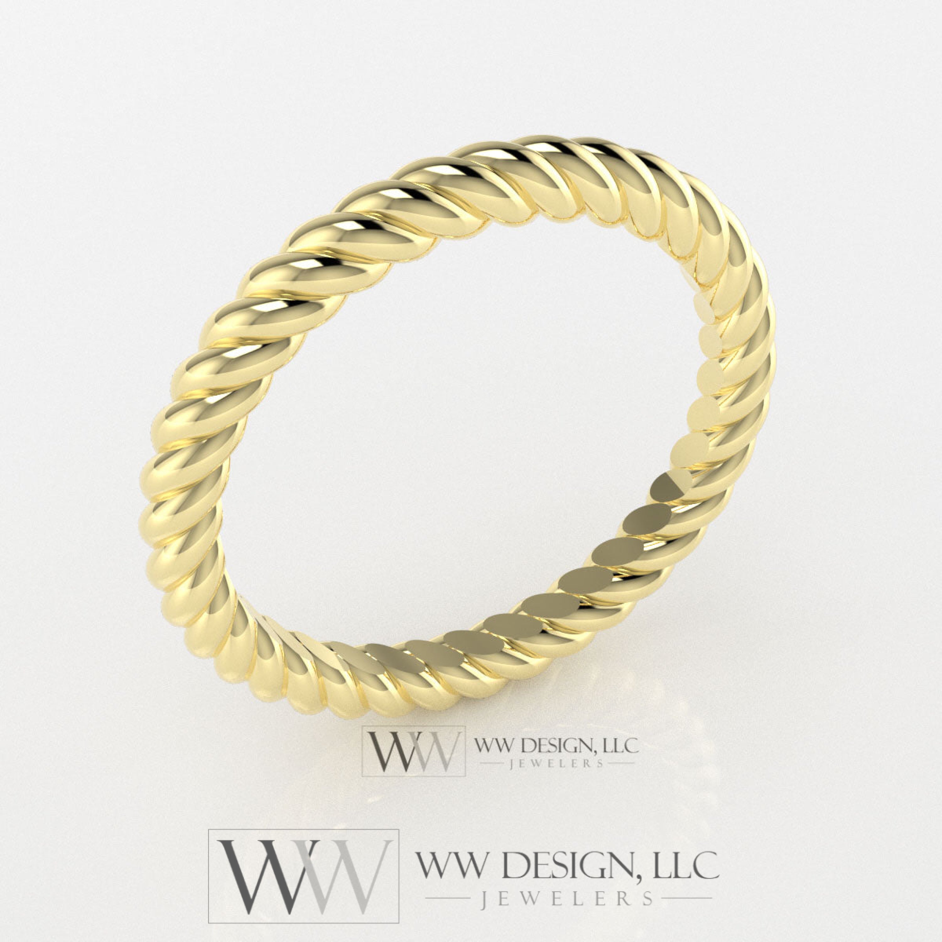 2mm Rope Ring Wedding Band Unisex Men Woman 10k 14k 18k 22k Gold Platinum Palladium Sterling Silver Shiny Minimalist Stacking Active Restock requests: 0