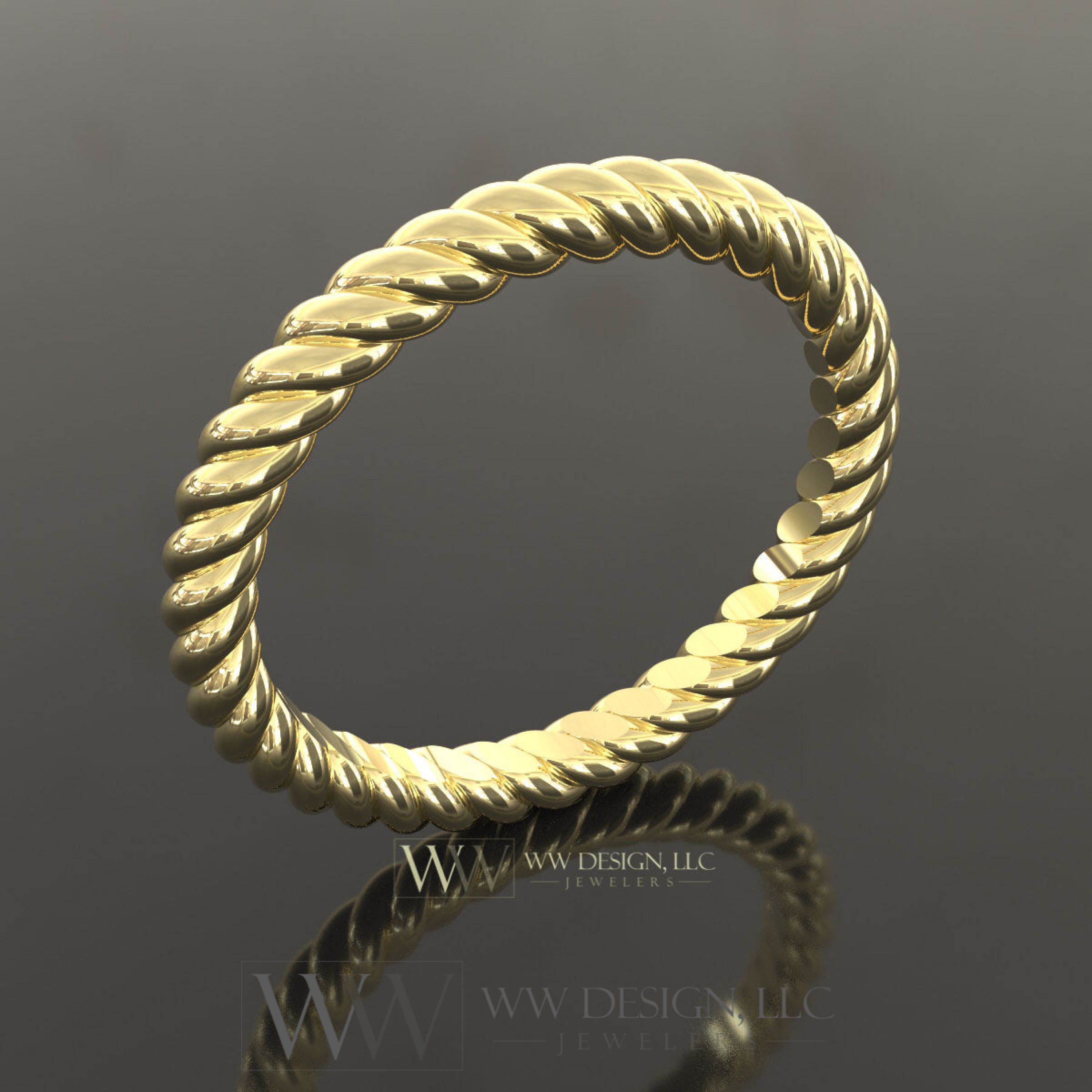 2mm Rope Ring Wedding Band Unisex Men Woman 10k 14k 18k 22k Gold Platinum Palladium Sterling Silver Shiny Minimalist Stacking Active Restock requests: 0