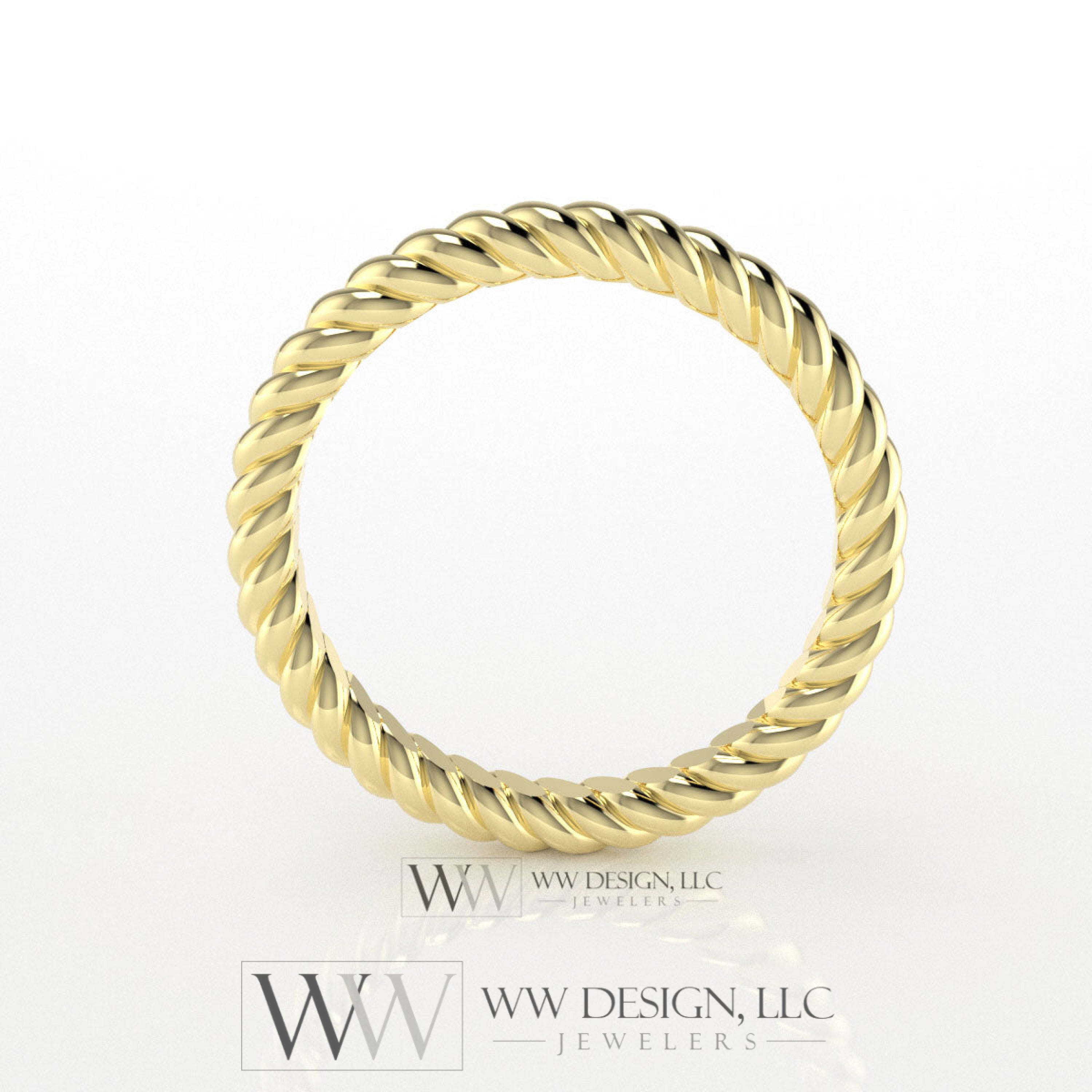 2mm Rope Ring Wedding Band Unisex Men Woman 10k 14k 18k 22k Gold Platinum Palladium Sterling Silver Shiny Minimalist Stacking Active Restock requests: 0