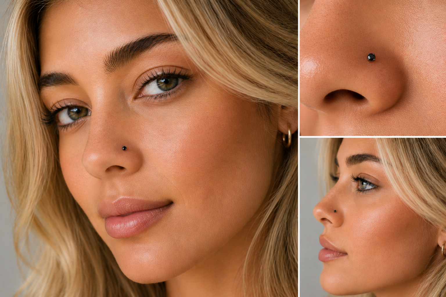 Black Diamond Nose Stud 2mm - Gold or Platinum - Nose, Helix, Tragus, Lobe or Cartilage