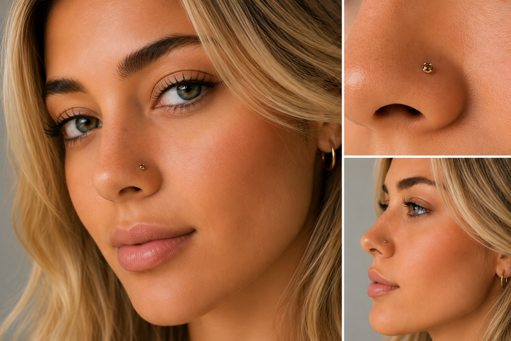 Cognac Diamond Nose Stud 2mm SI - Gold or Platinum - Nose, Helix, Tragus, Lobe or Cartilage