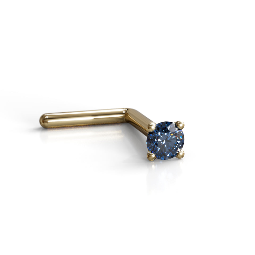 Blue Diamond Nose Stud 2mm - Post w/ 14k Solid Yellow or White Gold or Sterling Silver - Helix Tragus Lobe Lip Cartilage
