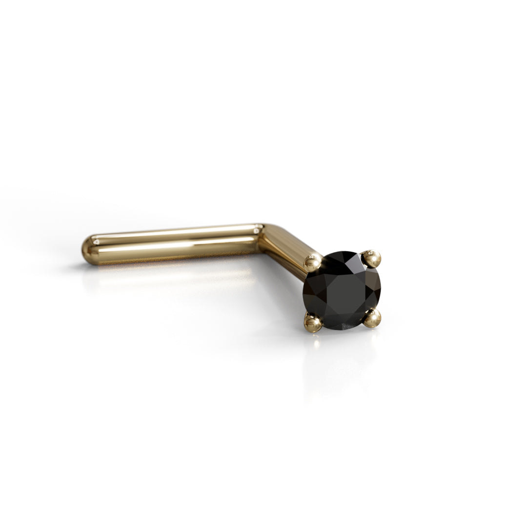 Black Diamond Nose Stud 2mm - Post w/ 14k Solid Yellow or White Gold or Sterling Silver - Helix Tragus Lobe Lip Cartilage
