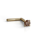 Cognac Diamond Nose Stud 2mm SI - Gold or Platinum - Nose, Helix, Tragus, Lobe or Cartilage